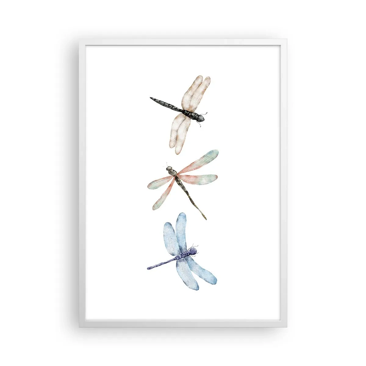 Pôster em moldura branca - Libélulas sem peso - 50x70 cm