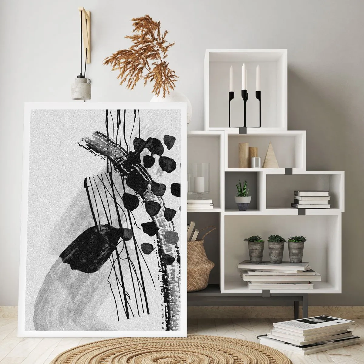 Pôster - Abstração orgánica em preto e branco - 70x100 cm