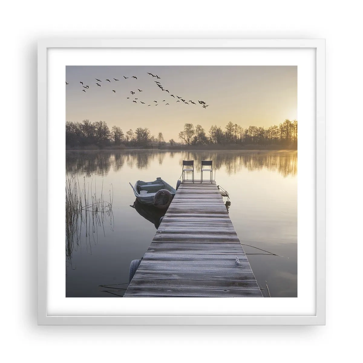 Pôster em moldura branca - Voltarei dentro de algum tempo - 50x50 cm