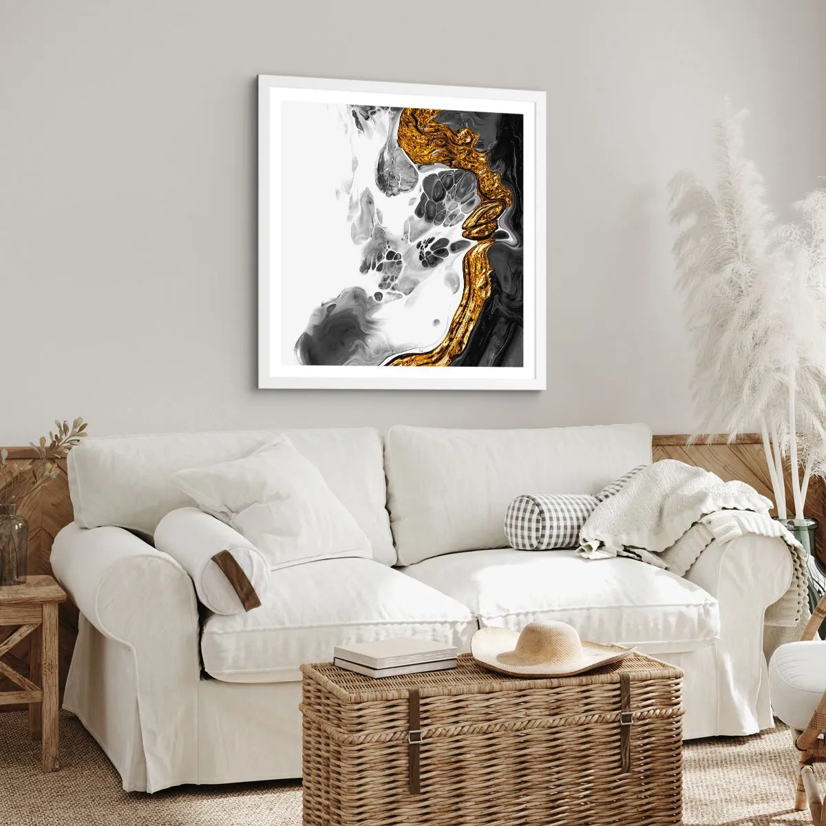 Pôster em moldura branca - Composição orgânica - 50x50 cm
