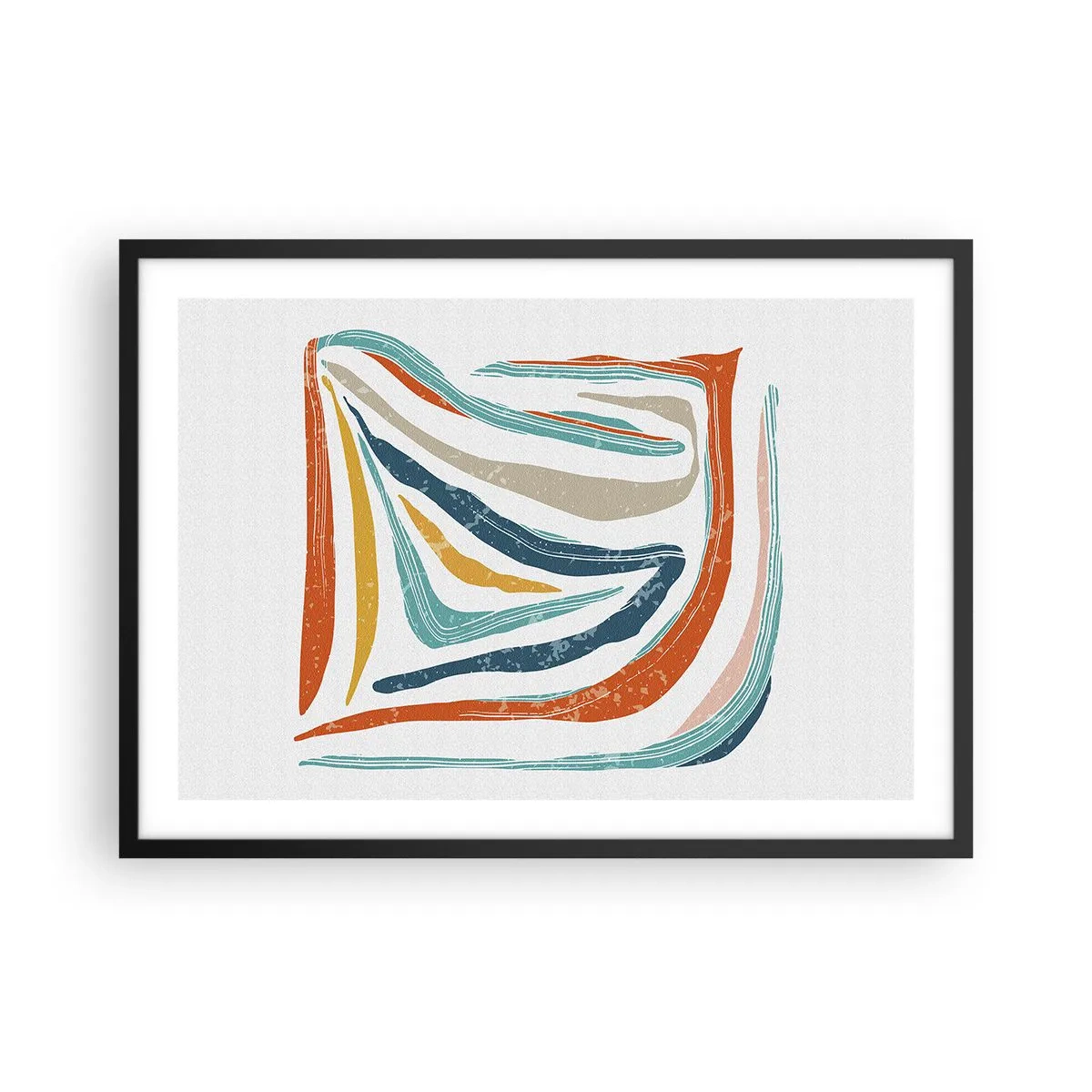 Pôster com moldura preta - Abstração com um sorriso amigável - 70x50 cm