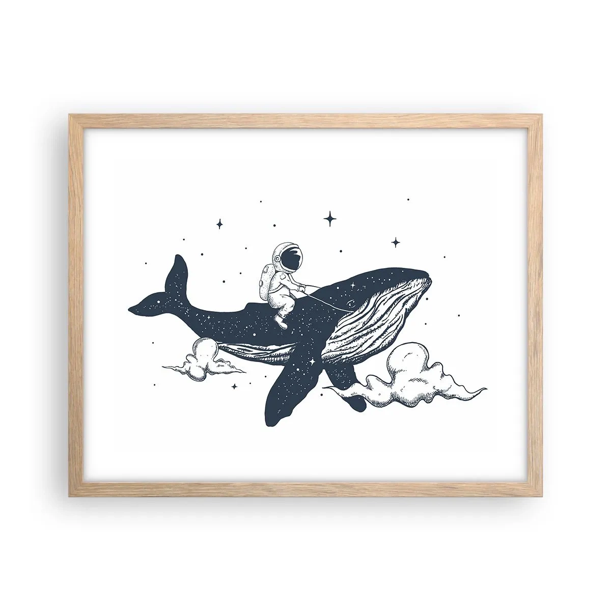 Pôster com moldura de carvalho claro - Aventura espacial - 50x40 cm