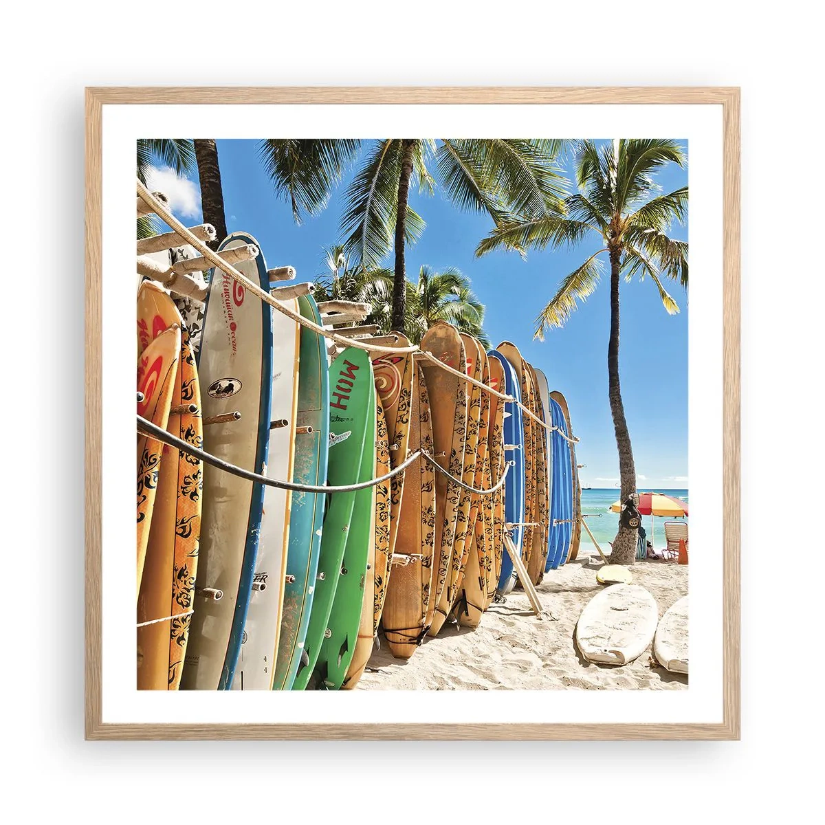 Pôster com moldura de carvalho claro - Diversão ensolarada - 60x60 cm