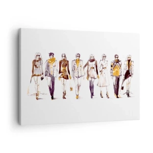 Quadro em tela - Esboço de um grupo de pessoas em trajes da moda - 70x50cm - Elegância elegante e casual sem esforço - Decoração de parede moderna para a sala de estar e quarto ARTTOR