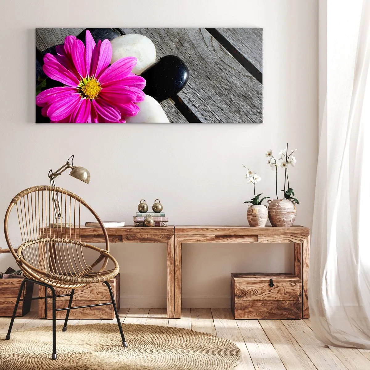 Quadro em tela - Descanso no cais - 160x50 cm