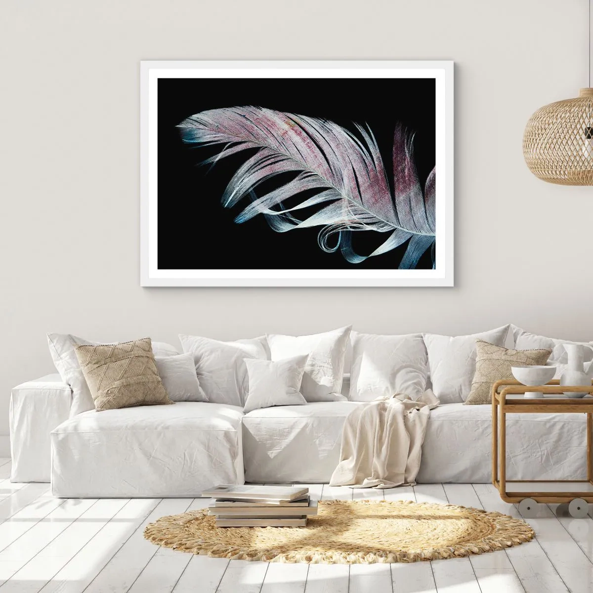 Pôster em moldura branca - Pense no toque - 70x50 cm