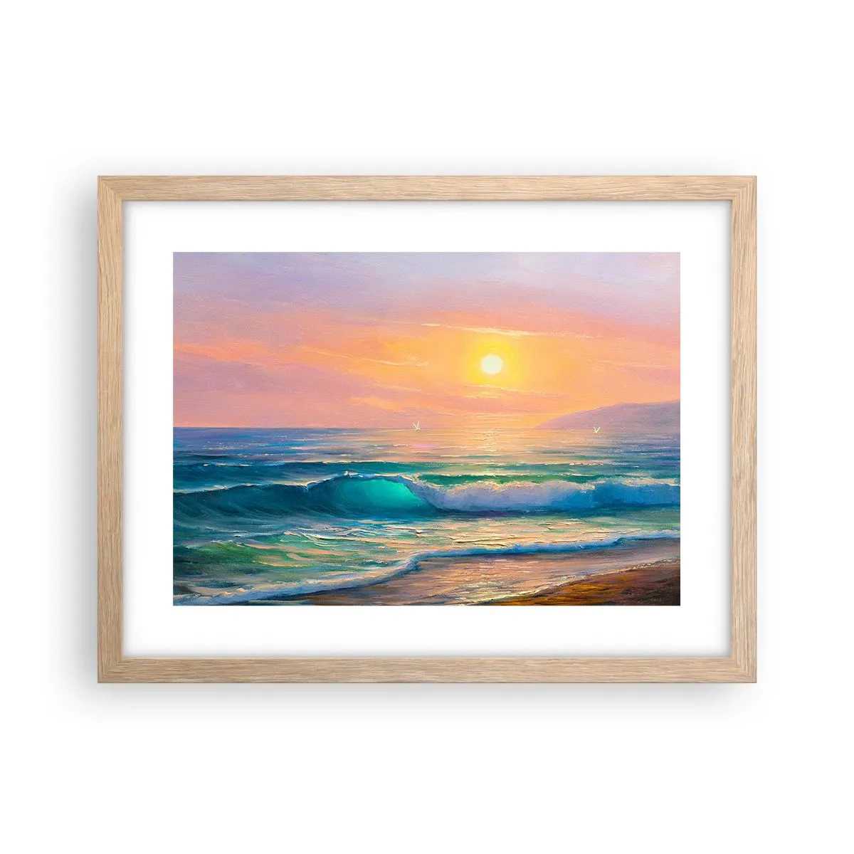 Pôster com moldura de carvalho claro - O canto turquesa das ondas - 40x30 cm