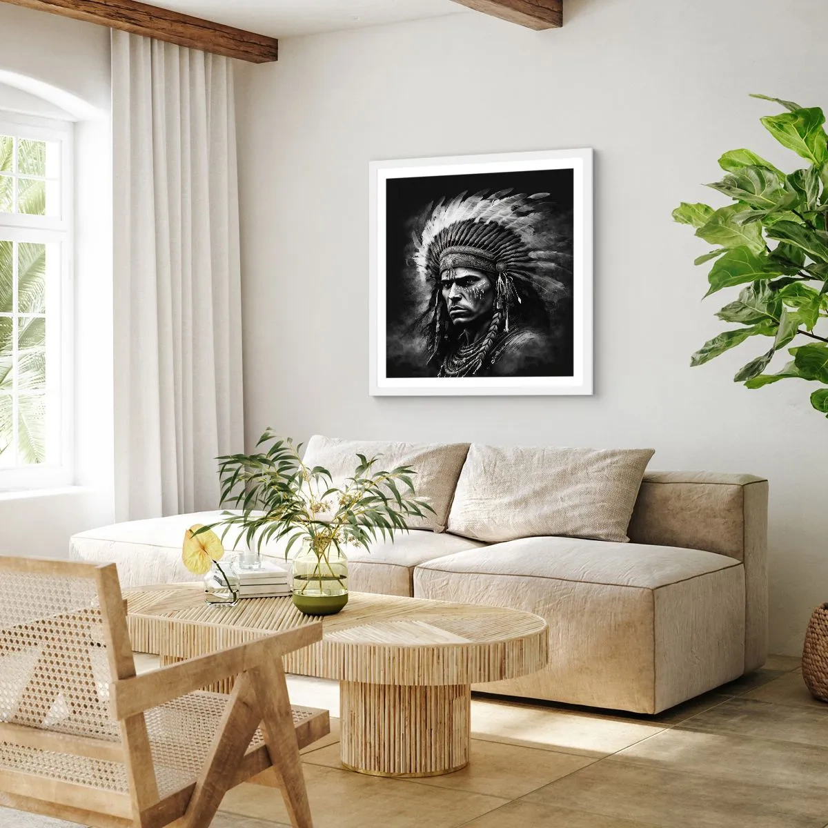 Pôster em moldura branca - Um líder e um guerreiro - 60x60 cm