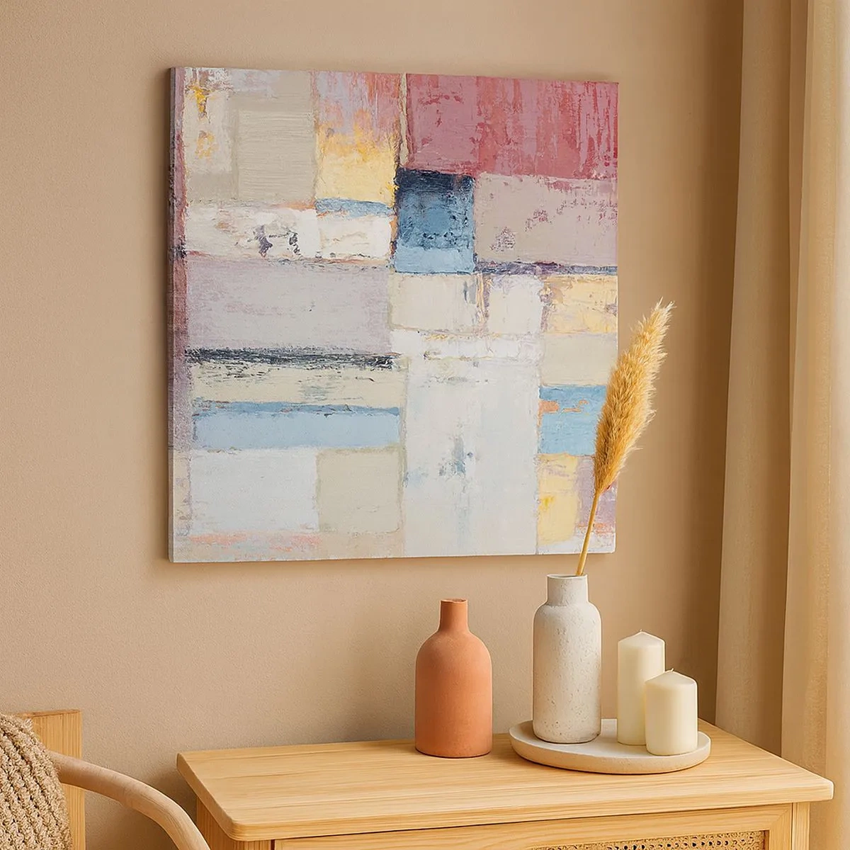 Quadro em tela - A paz da geometria - 30x30 cm