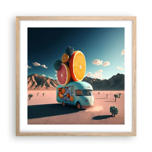 Pôster com moldura de carvalho claro - O sabor das férias - 50x50 cm