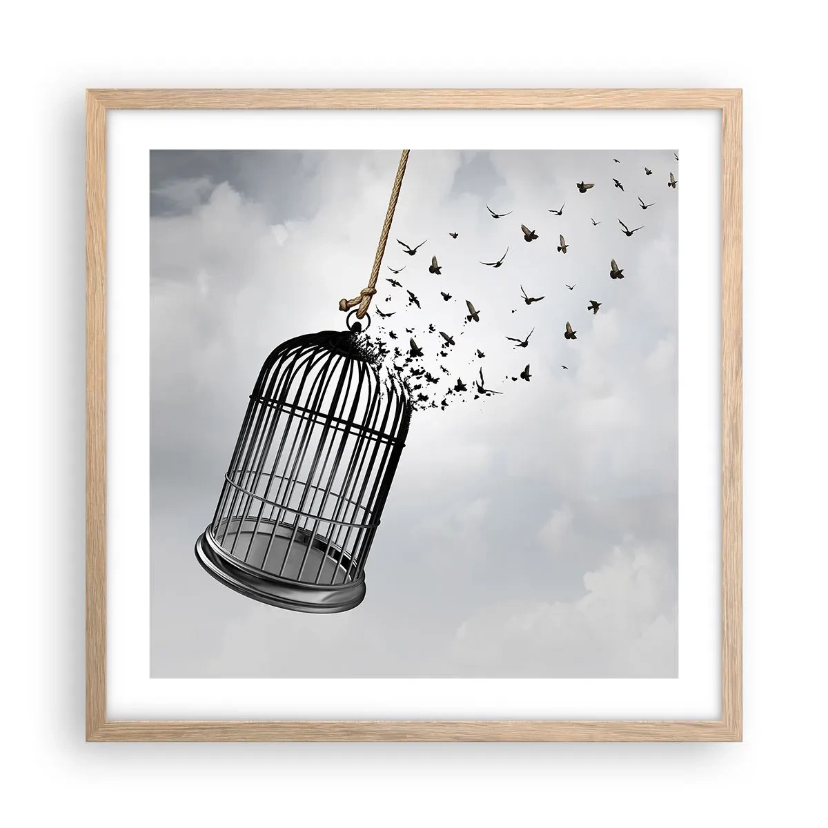 Pôster com moldura de carvalho claro - Fé... Esperança... Liberdade! - 50x50 cm