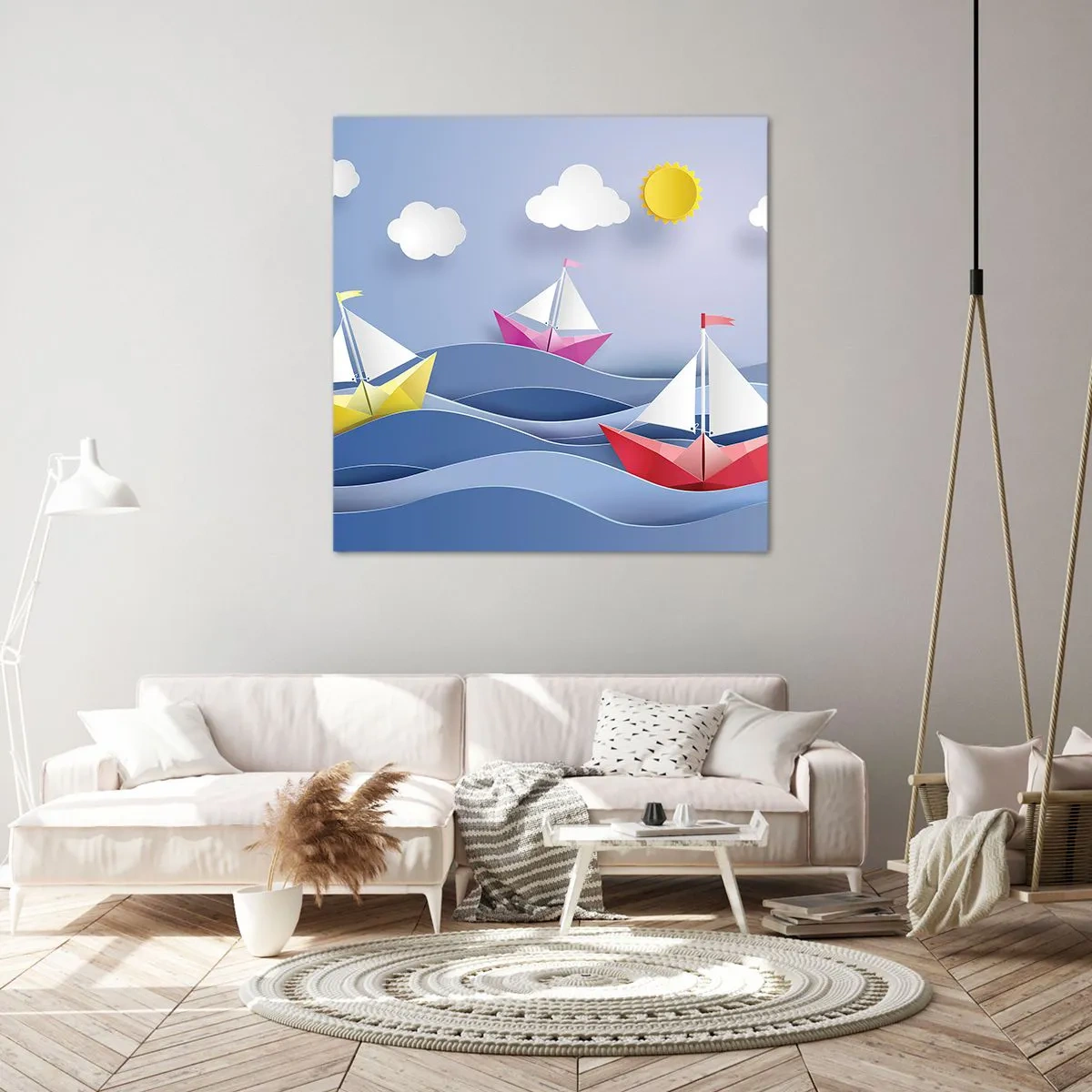 Quadro em tela - Oh, como é agradável balançar entre as ondas - 70x70 cm