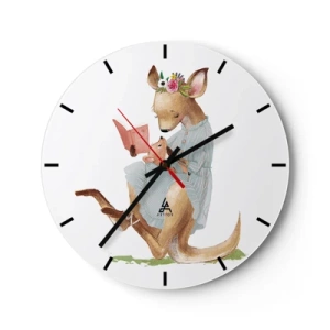 Relógio de parede - Relógio em vidro - Leia para mim, mamãe - 40x40 cm