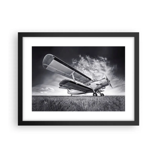 Pôster com moldura preta - Andarilho alado - 40x30 cm