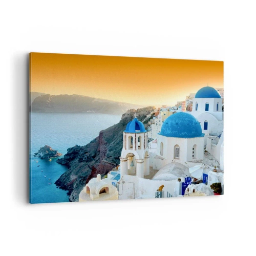 Quadro em tela - Santorini - abraçada às rochas - 100x70 cm
