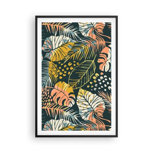 Pôster com moldura preta - Fantasia de folhas - 61x91 cm