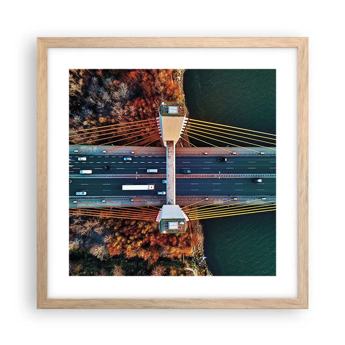 Pôster com moldura de carvalho claro - Além das águas, além das florestas - 40x40 cm