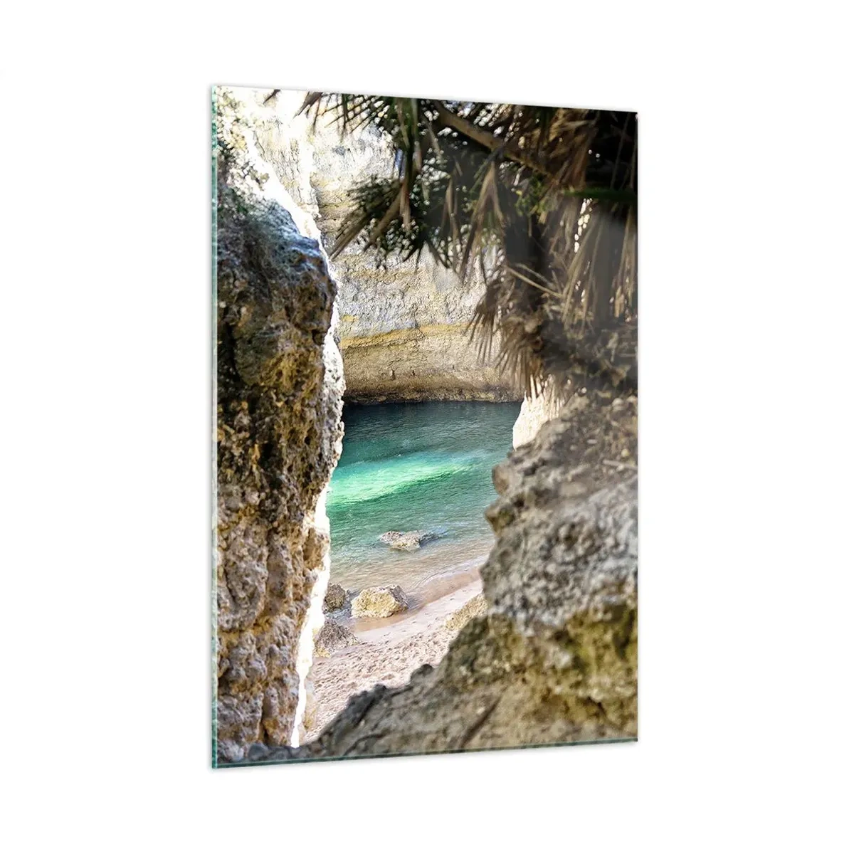 Quadro em vidro - Baía turquesa - 50x70 cm