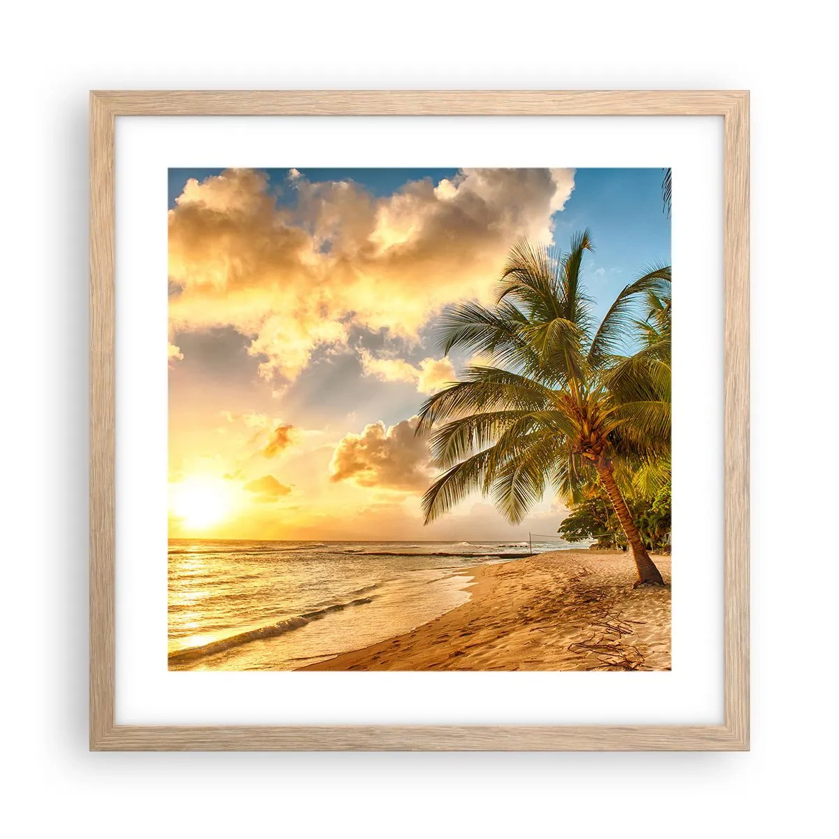 Pôster com moldura de carvalho claro - Eterno verão, férias eternas - 40x40 cm