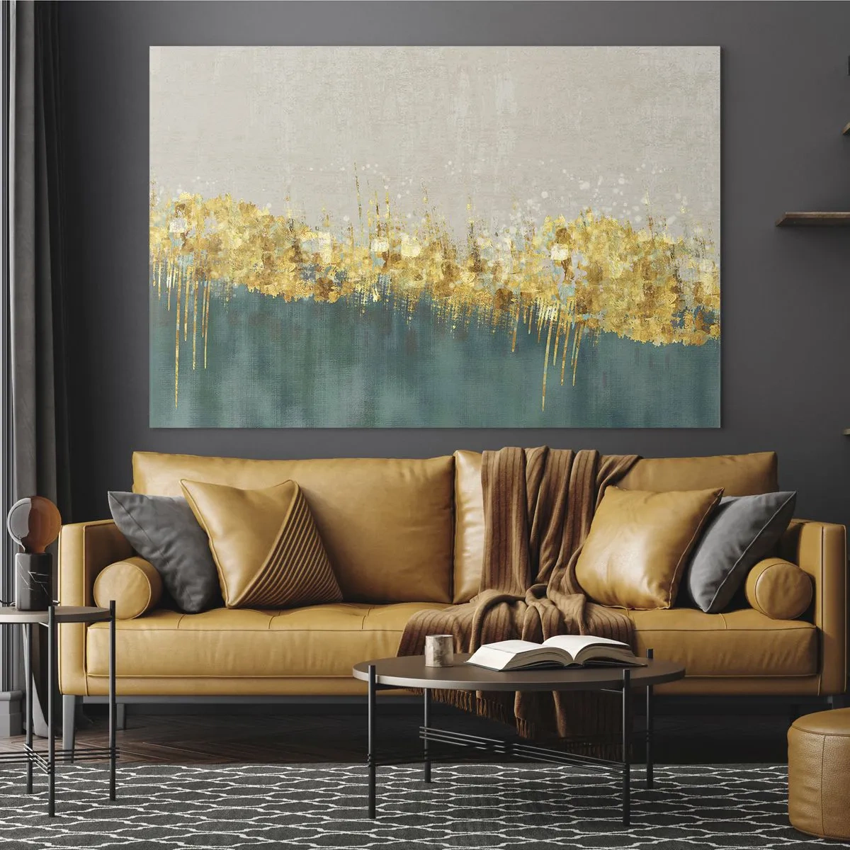 Quadro em vidro - A fronteira dourada - 100x70 cm