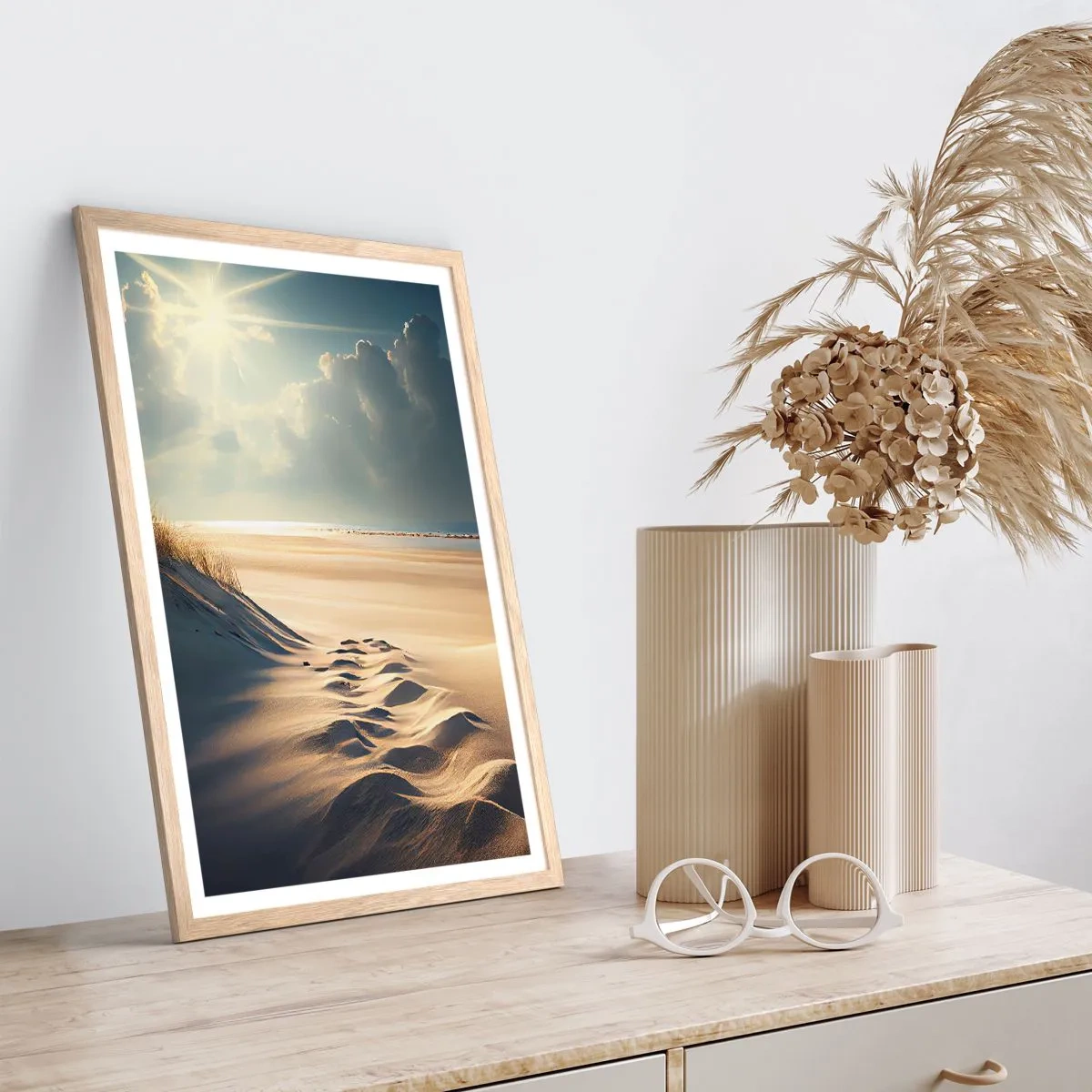 Pôster com moldura de carvalho claro - Uma paisagem relaxante - 70x100 cm