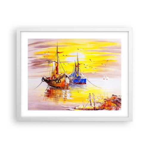 Pôster em moldura branca - Um merecido descanso no porto - 50x40 cm