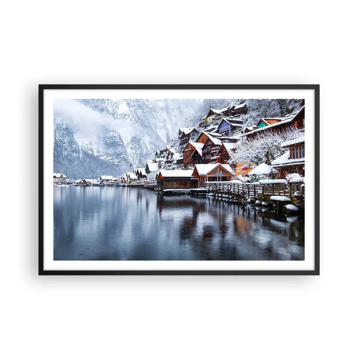 Pôster com moldura preta - Na decoração de inverno - 91x61 cm