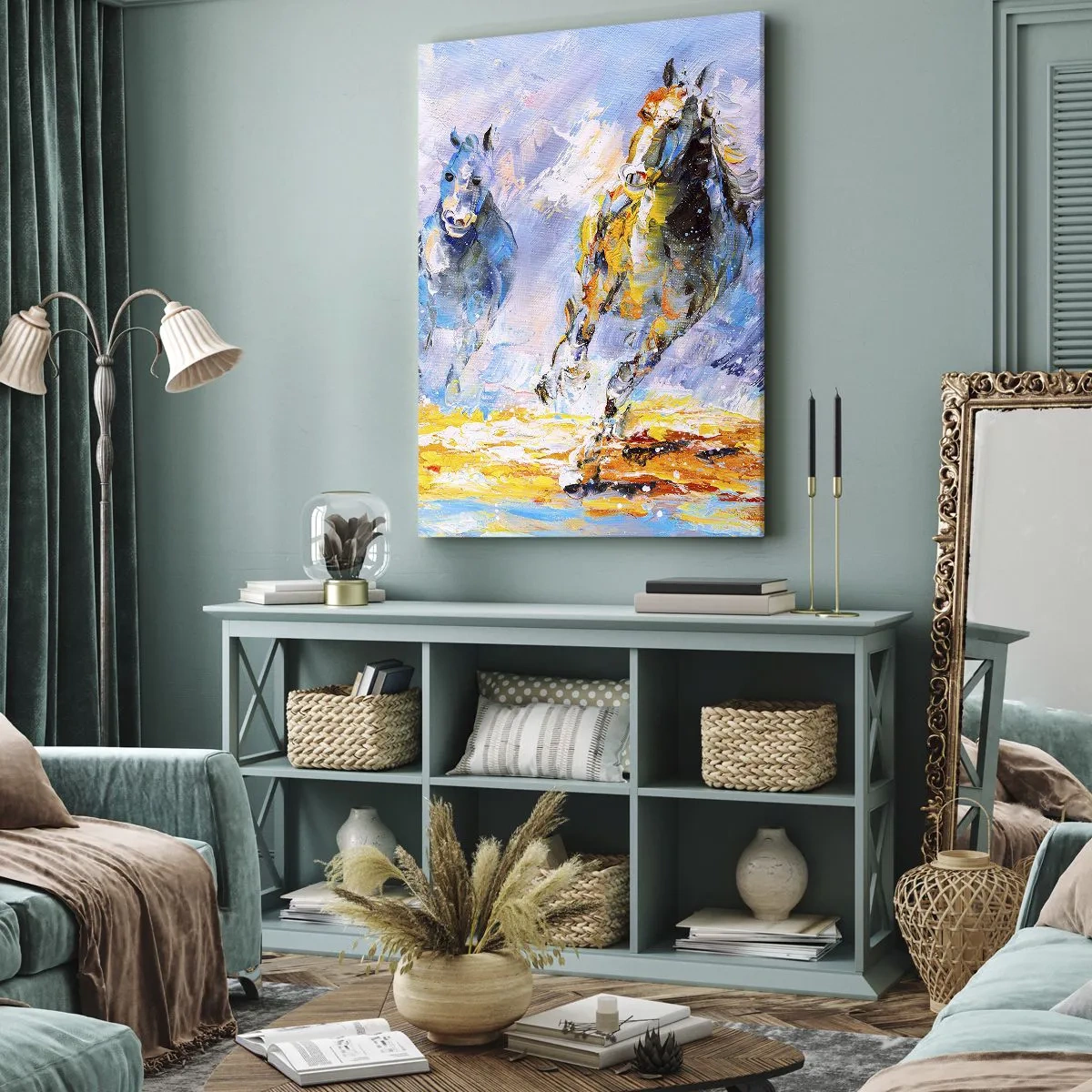 Quadro em tela - Galopando através do brilho - 50x70 cm