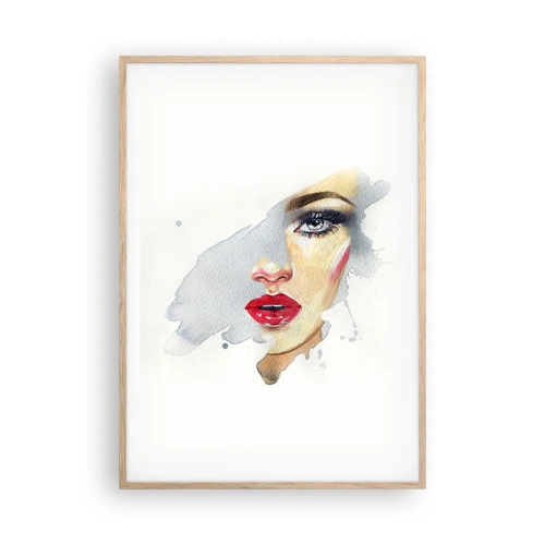 Pôster com moldura de carvalho claro - Reflexão numa gota de água - 70x100 cm