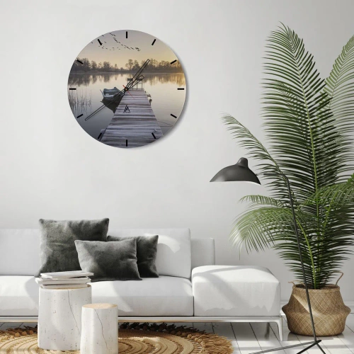 Relógio de parede - Relógio em vidro - Voltarei dentro de algum tempo - 40x40 cm