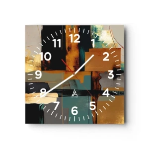 Relógio de parede - Relógio em vidro - Abstração – luz e sombra - 40x40 cm