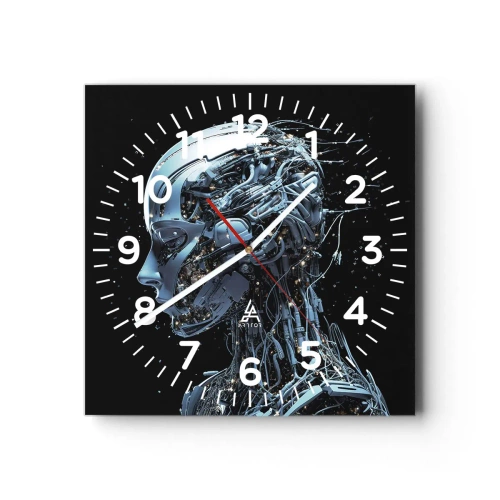 Relógio de parede - Relógio em vidro - A tecnologia é uma mulher - 40x40 cm