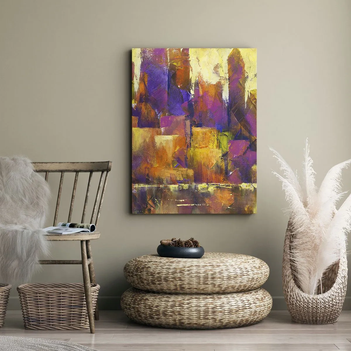 Quadro em tela - Composição metropolitana - 70x100 cm