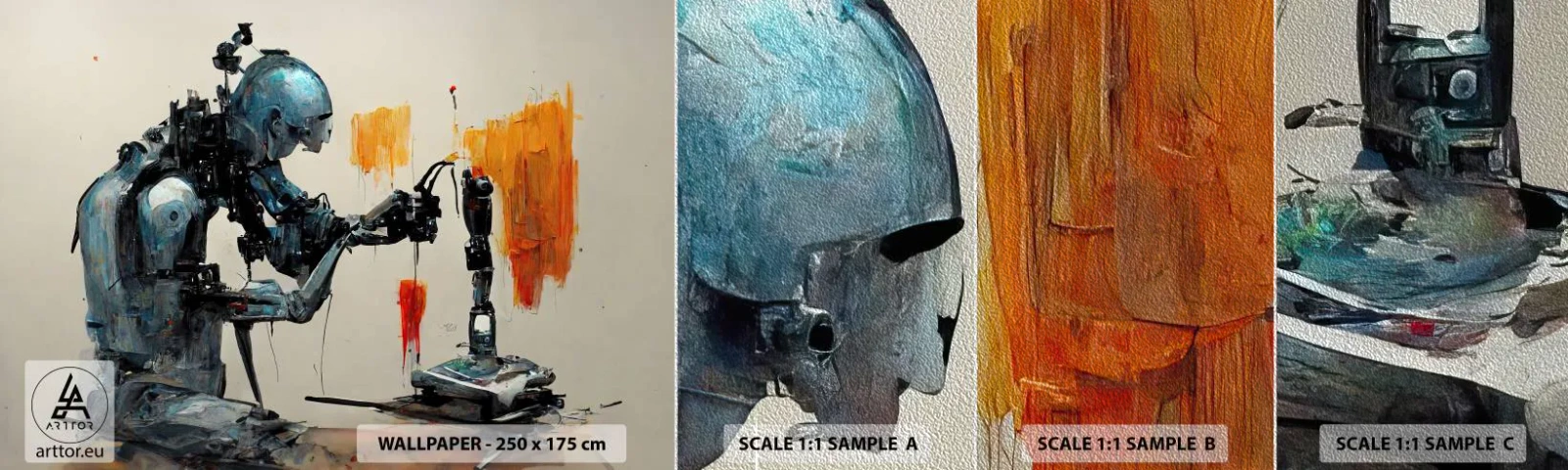Amostra de papel de parede Premium Sand - Já amanhã… - Artista, Inteligência artificial, Robô - 100x30 cm