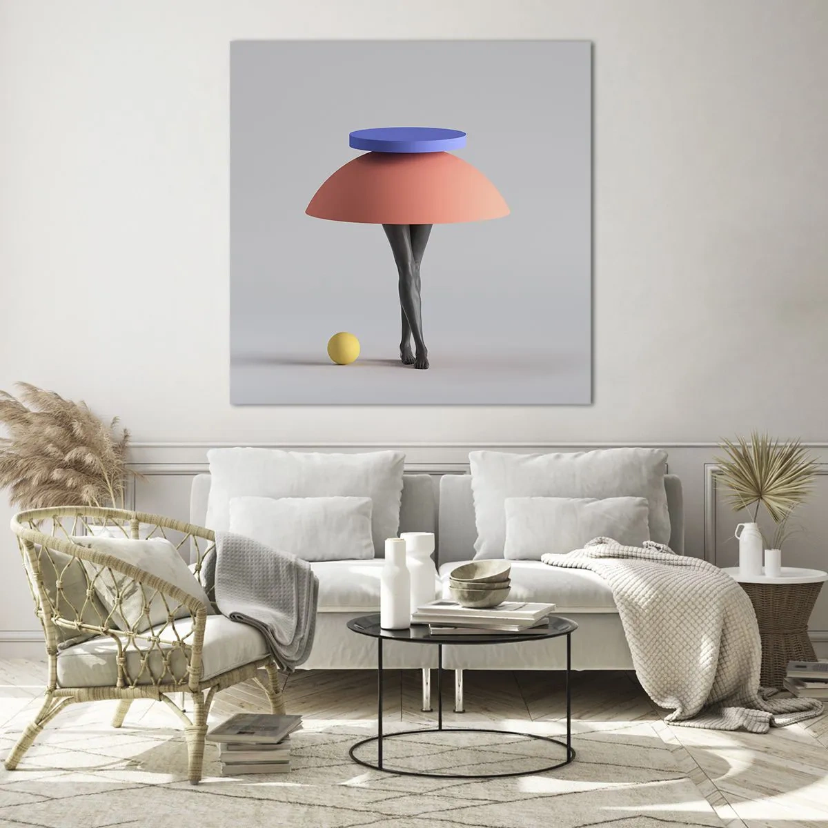 Quadro em vidro - Composição surrealista - 70x70 cm