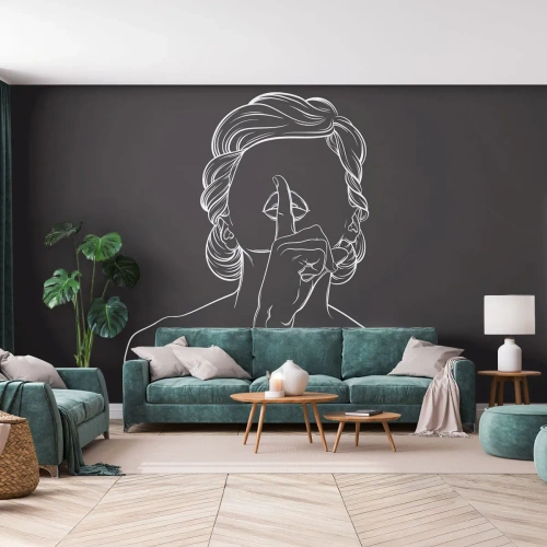 Papel de Parede Premium Canvas - A beleza floresce em silêncio - Mulher, Desenho, Linha - 400x280 cm