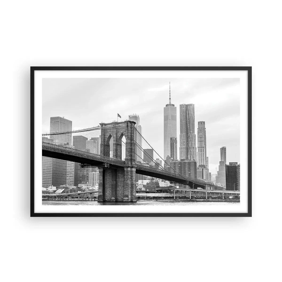 Pôster com moldura preta - Vibrações de Nova York - 91x61 cm