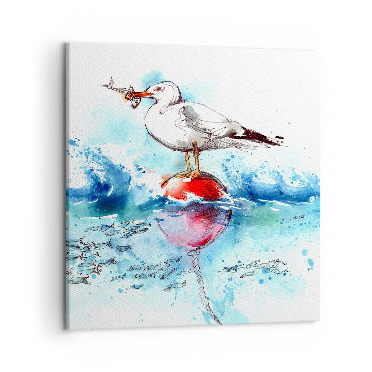 Quadro em tela - Pesca bem sucedida - 50x50 cm