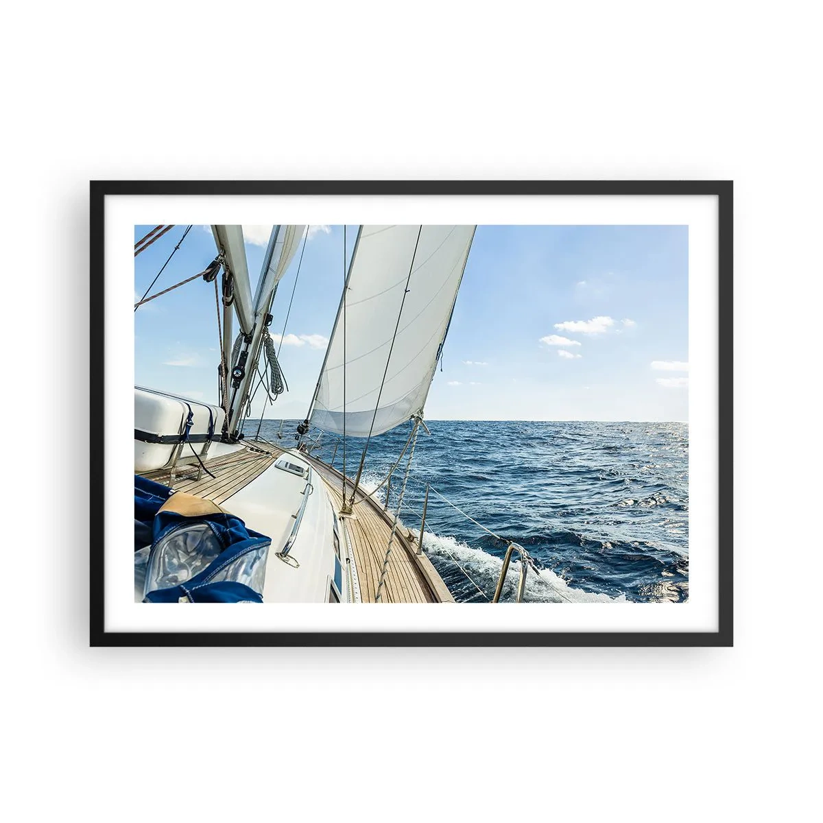 Pôster com moldura preta - Ahoy, aventura - 70x50 cm