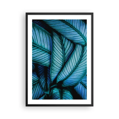 Pôster com moldura preta - As hipnotizantes folhas verde-azuladas da bananeira - 50x70cm - Linhas de vida - Decoração de parede moderna para a sala de estar e quarto ARTTOR