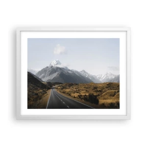 Pôster em moldura branca - O caminho para o coração das montanhas - 50x40 cm