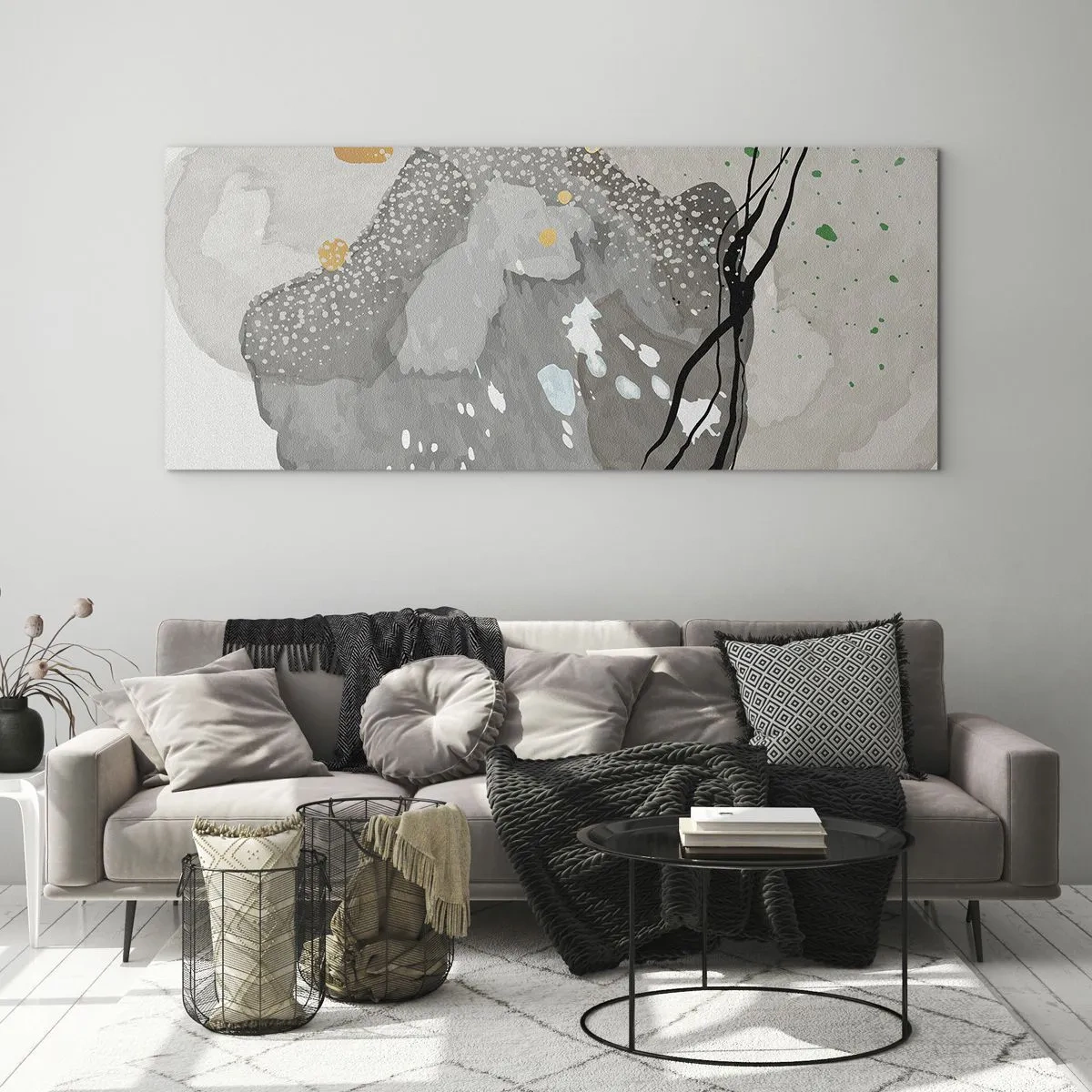 Quadro em vidro - Composição orgánica - 120x50 cm