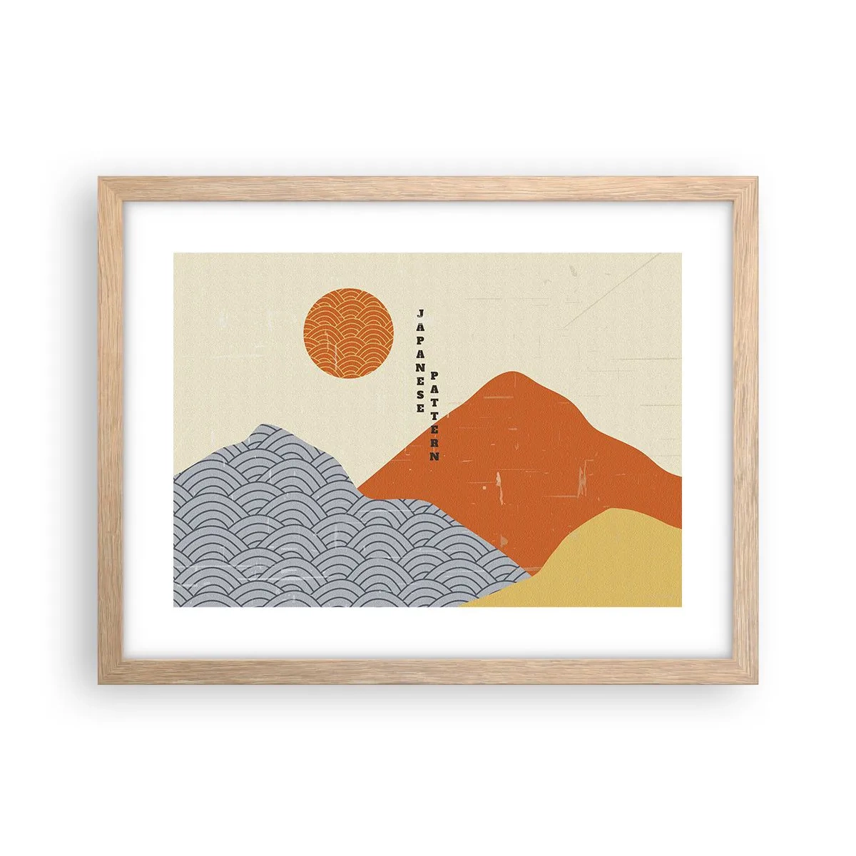 Pôster com moldura de carvalho claro - No espírito japonês - 40x30 cm