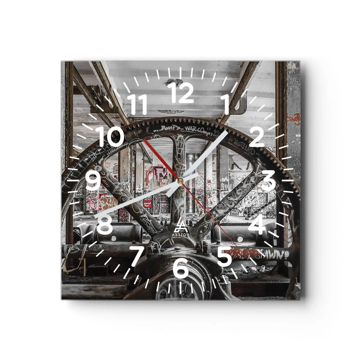 Relógio de parede - Relógio em vidro - A vida secreta da fábrica - 30x30 cm