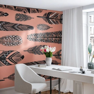 Papel de Parede Autocolante Deluxe Sticker - Colecção Indiana - Abstração, Penas, Boho - 100x70 cm