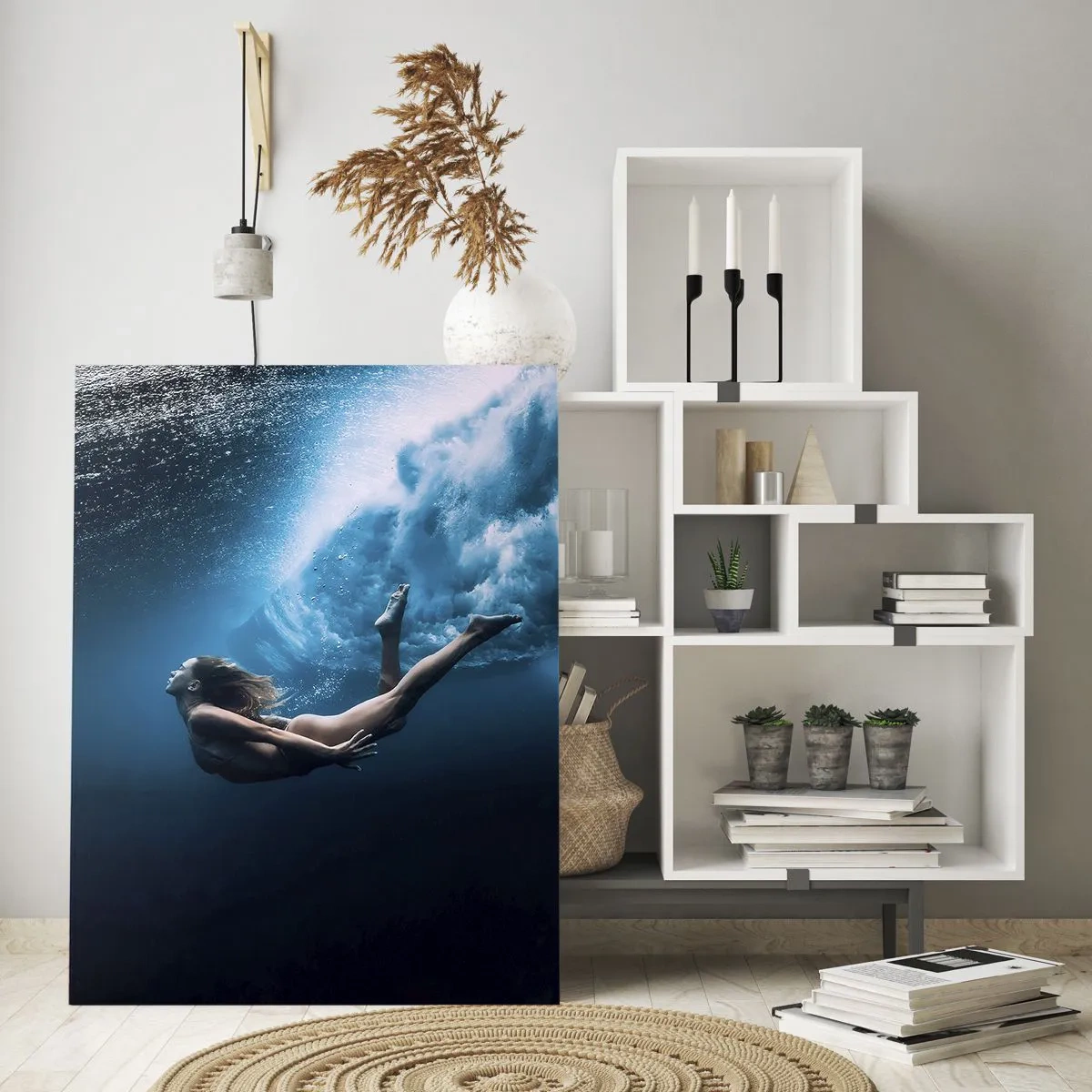 Quadro em vidro - Sereia moderna - 50x70 cm
