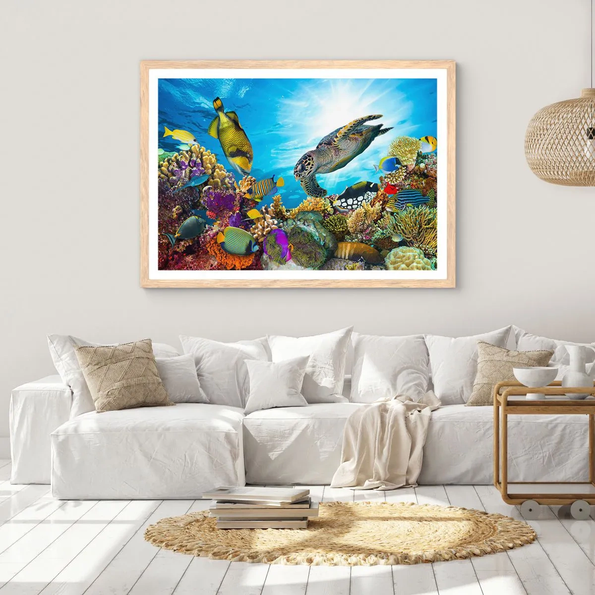 Pôster com moldura de carvalho claro - Alameda dos corais - 50x40 cm