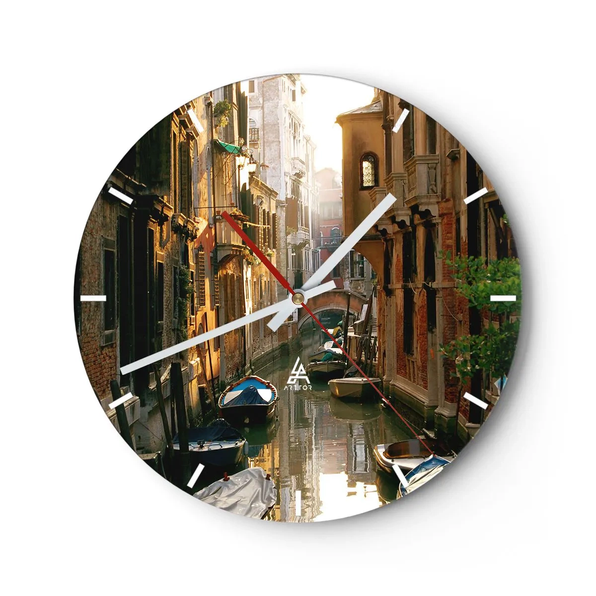 Relógio de parede - Relógio em vidro - Em um beco veneziano - 40x40 cm