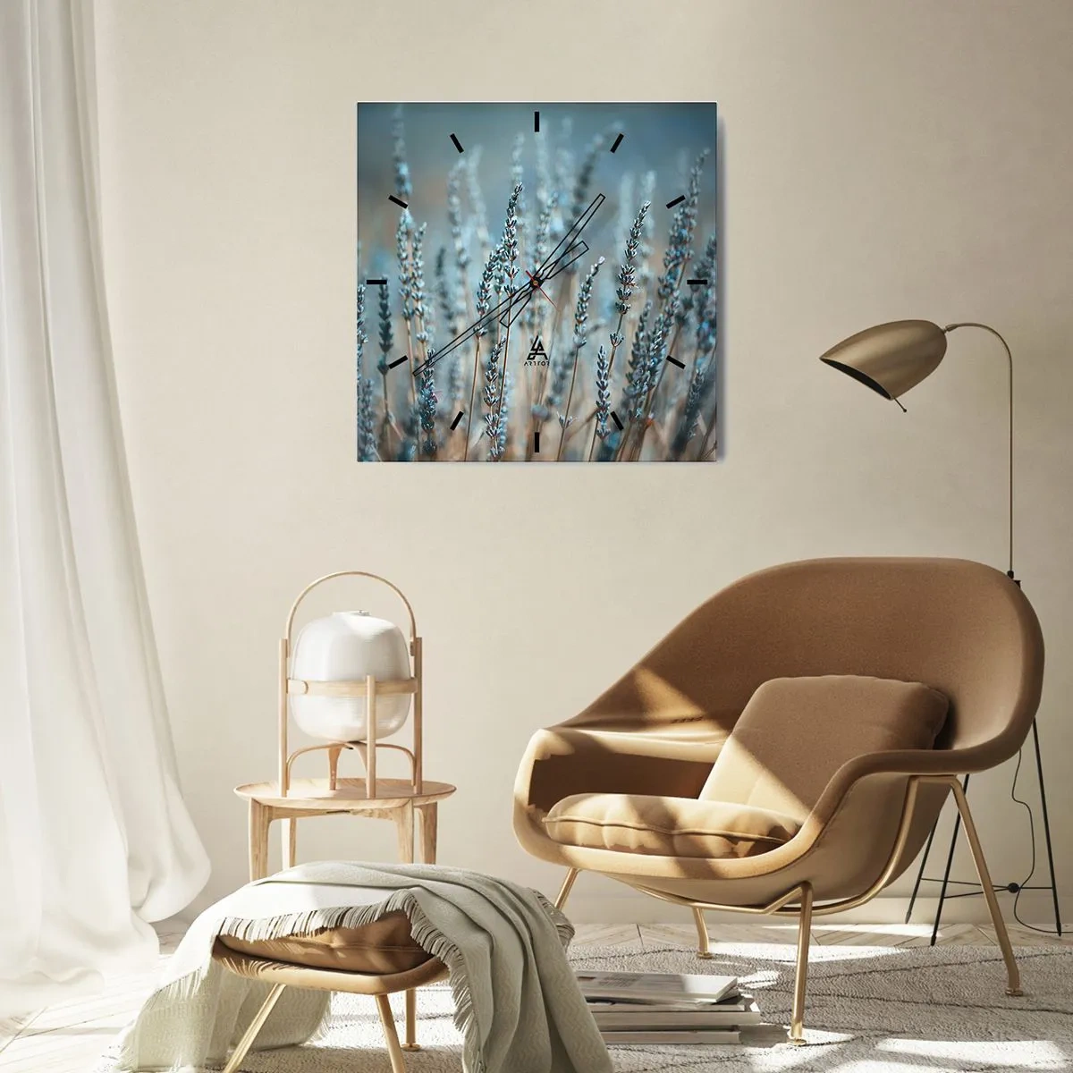 Relógio de parede - Relógio em vidro - Prado perfumado - 40x40 cm