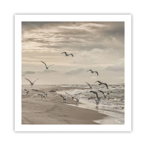 Pôster - O som do mar, o canto dos pássaros - 60x60 cm